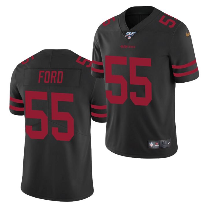 Men San Francisco 49ers #55 Dee Ford Nike Black 100th Vapor Limited NFL Jersey